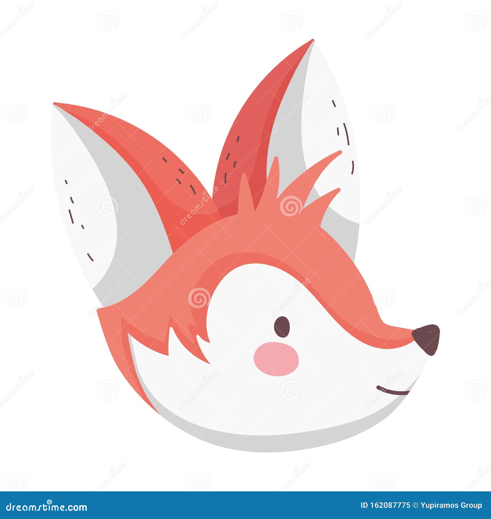 Cute Fox Head Cartoon on White Background Stock Vector - Illustration