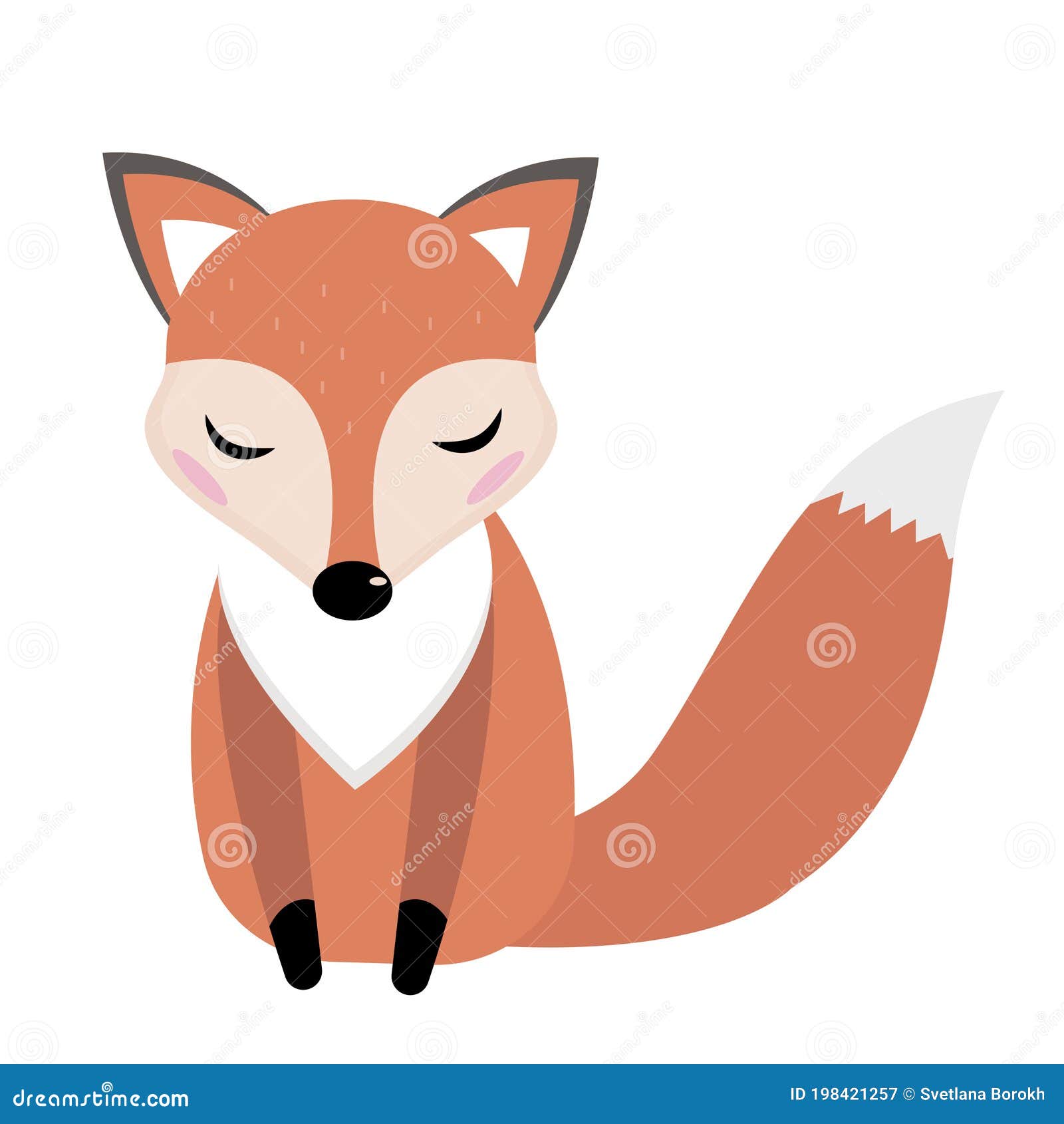 Cute Fox Icon Flat, Cartoon Style. Vector Illustration Stock Vector ...