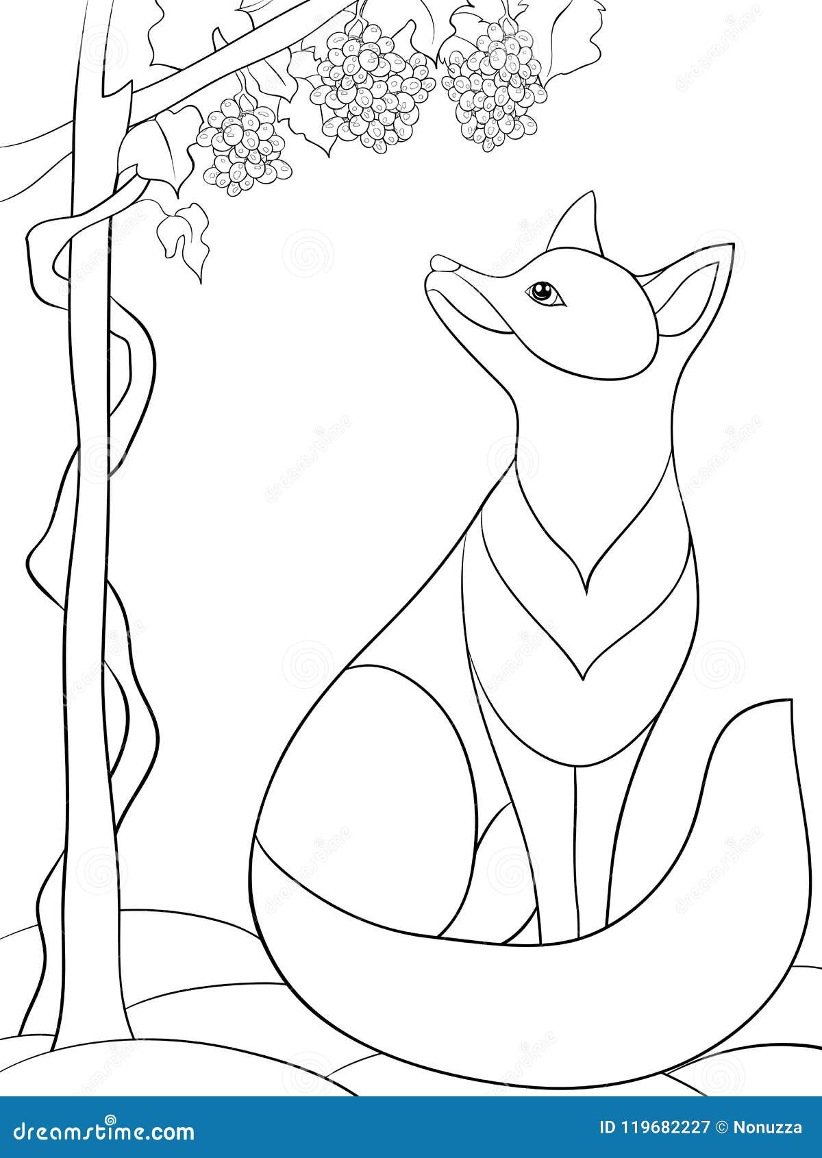 Download Adult Coloring Book,page A Cute Fox Looks At The Grapes ...