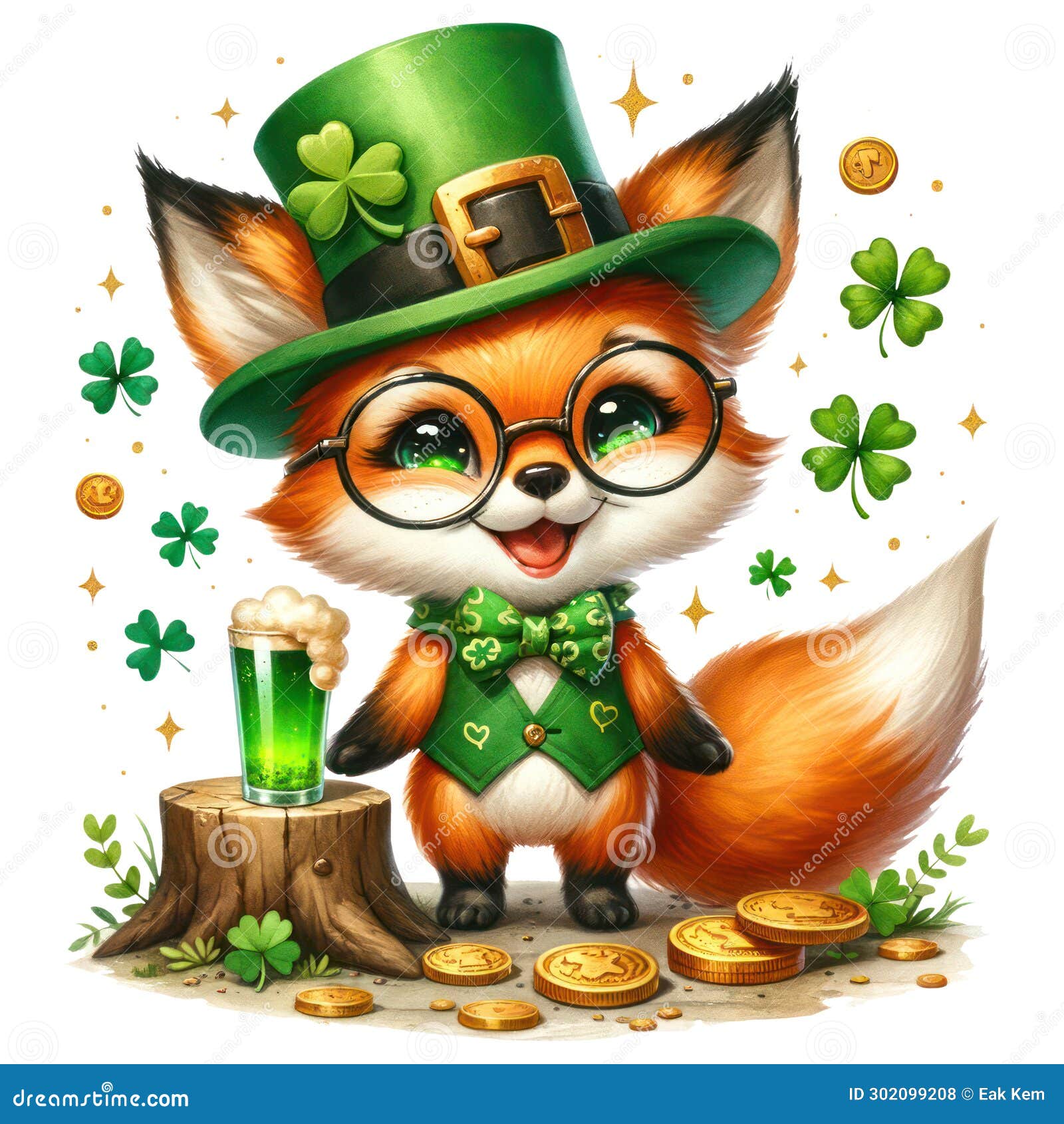 Cute Fox St Patrick S Day Clipart Illustration AI Generative Stock ...