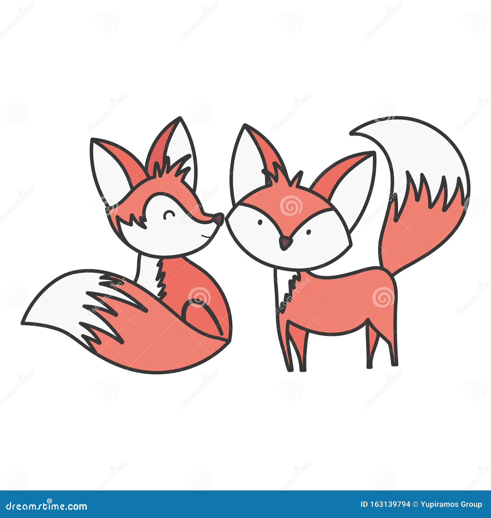 Cute Foxes Cartoon Animals on White Background Stock Vector ...