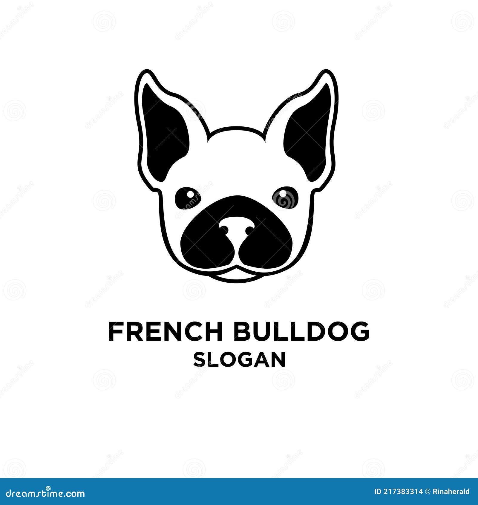 Cute French Bulldog Head Vector Logo Icon Pattern Template Design Stock ...