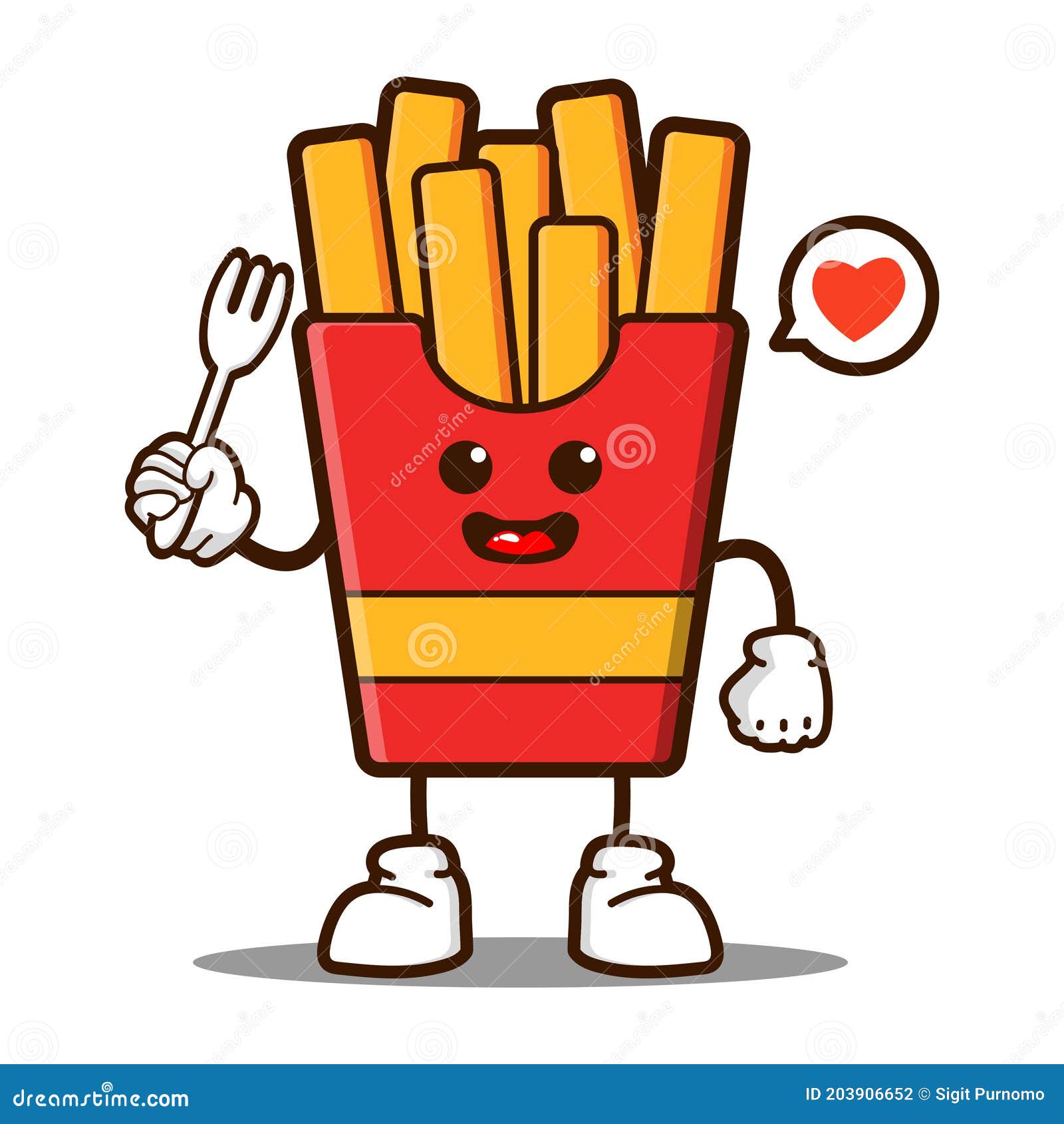 Cute French Fries Cartoon Mascot Character Stock Vector - Illustration of  fries, food: 203906652
