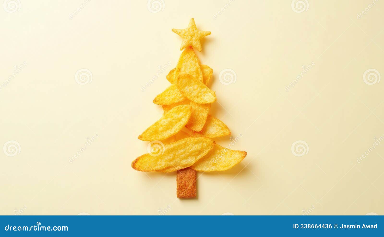 cute french fries christmas tree with copy space