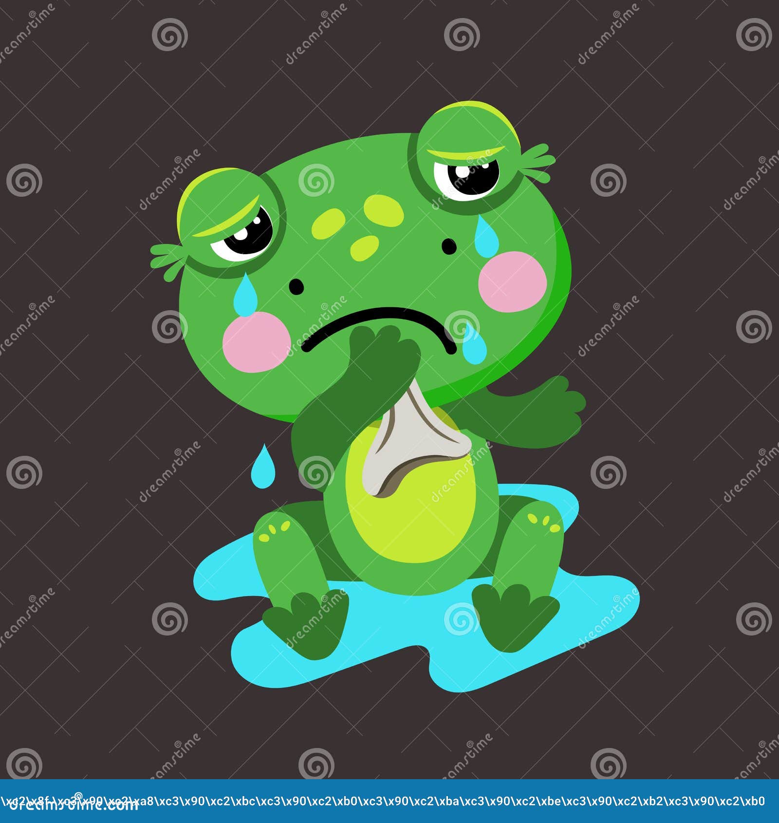 The Cute Frog is Crying. Sad Frog Stock Vector Illustration of