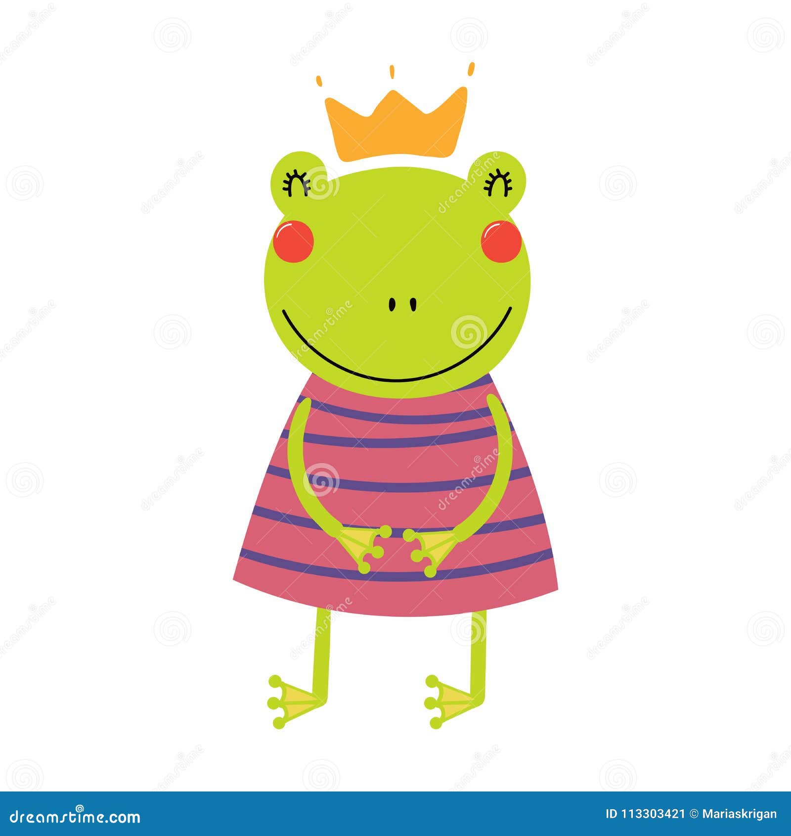 Cute frog princess stock vector. Illustration of cute - 113303421