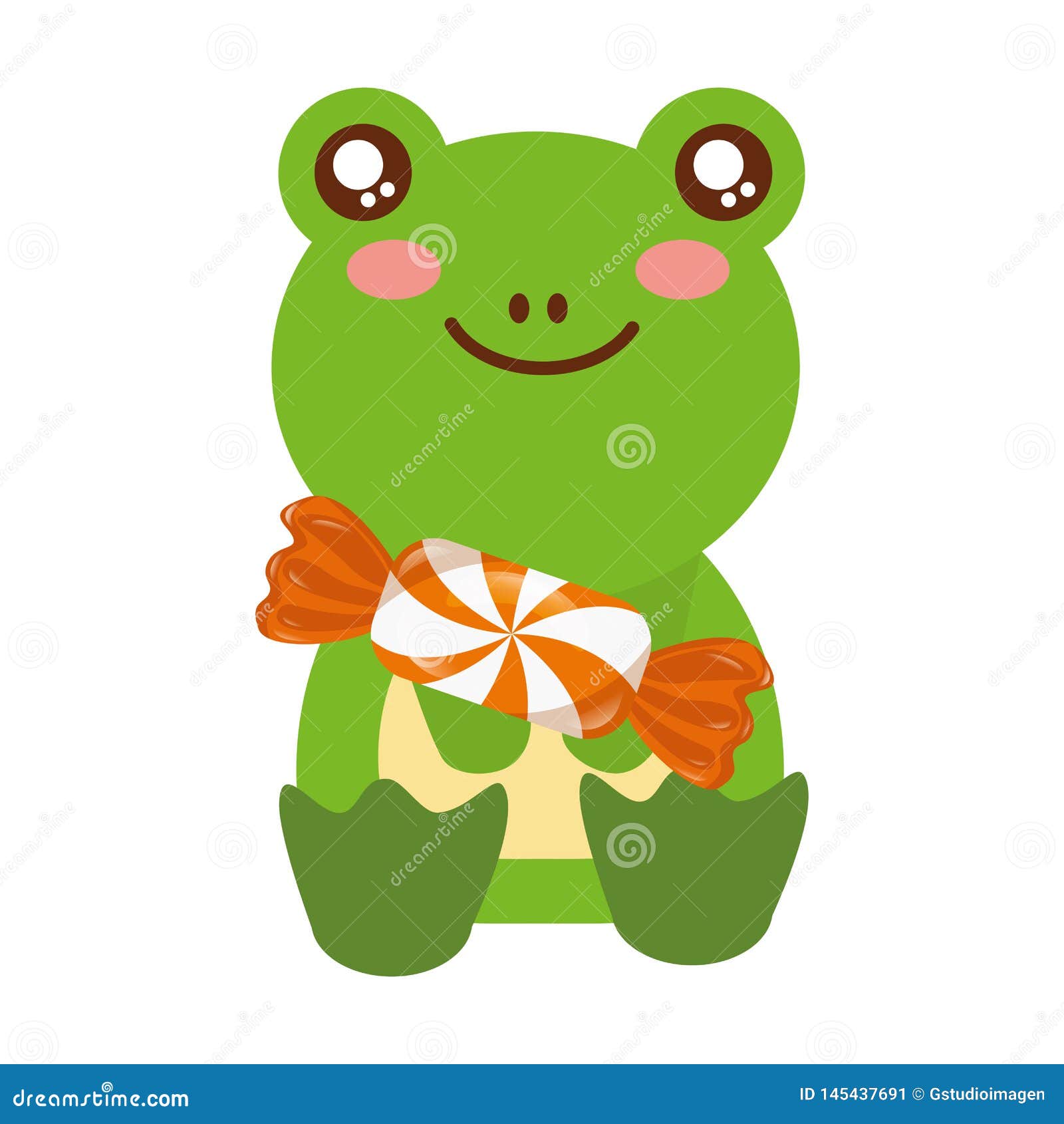 Cute frog with sweet candy stock vector. Illustration of delicious