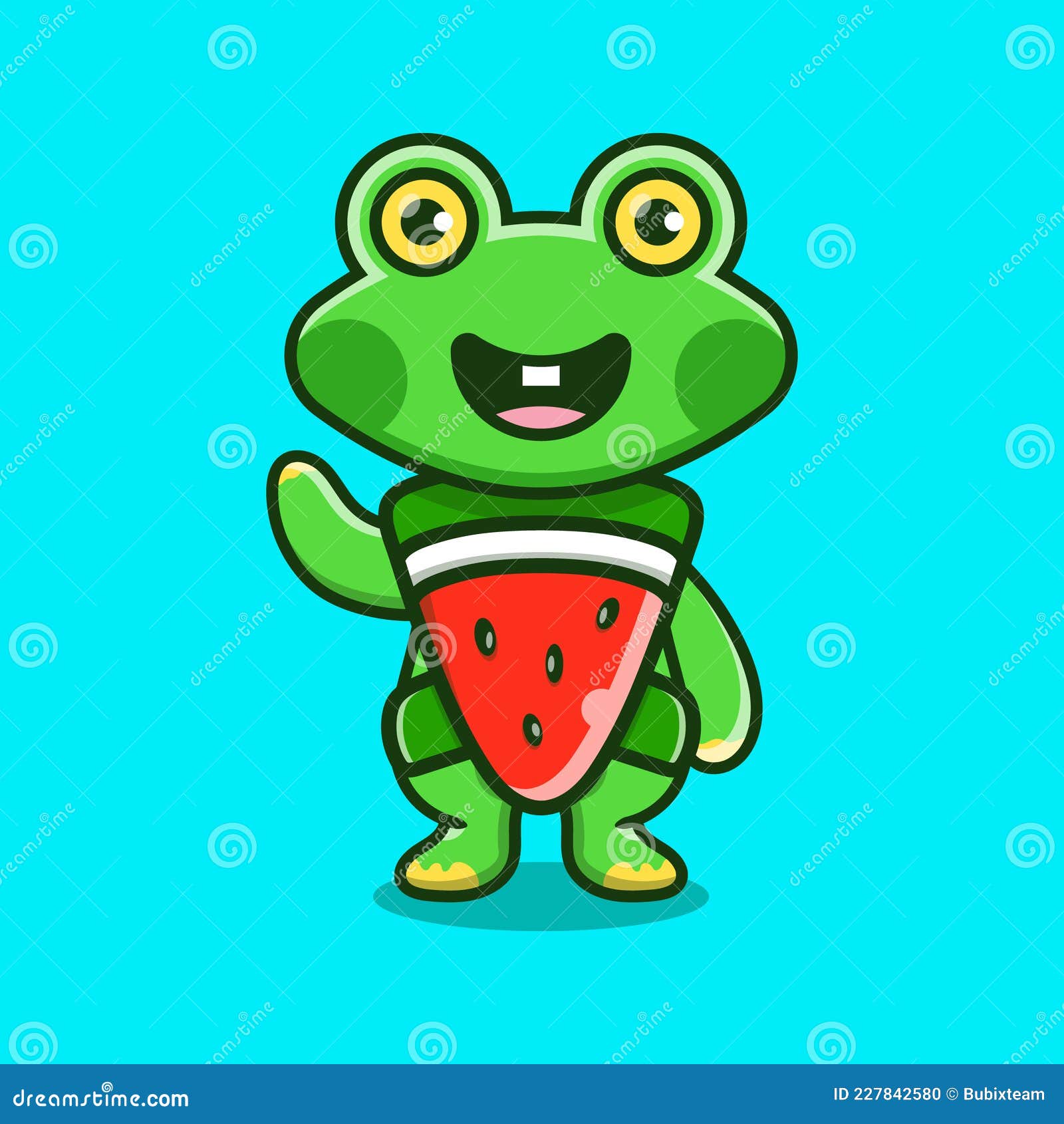 Cute Frog Wear Costume Watermelon Stock Vector Illustration of frog