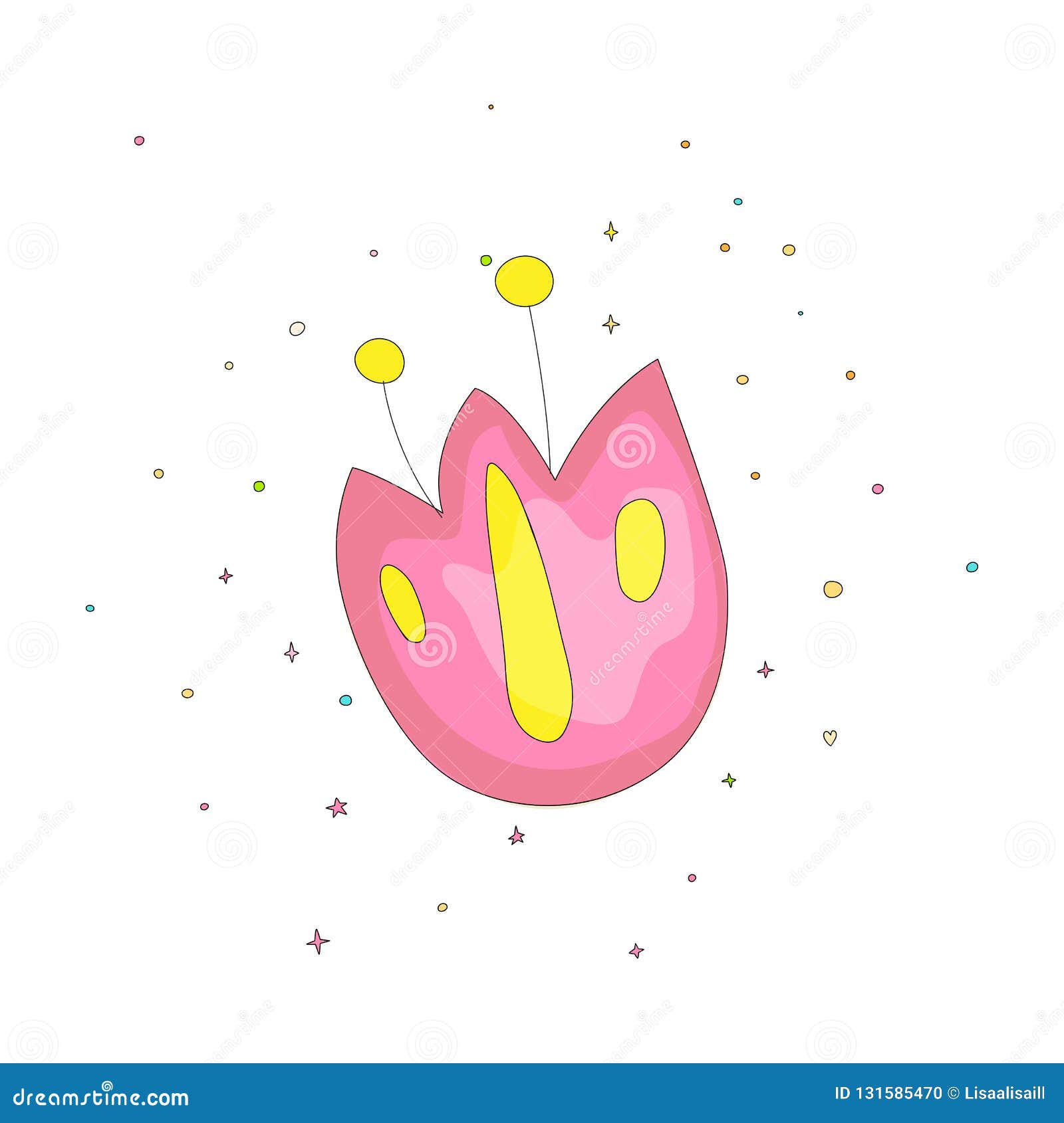 Download Cute Fun Cartoon Flower Vector Illustration. Flower Icon In Cartooning Funny Style Isolated On ...