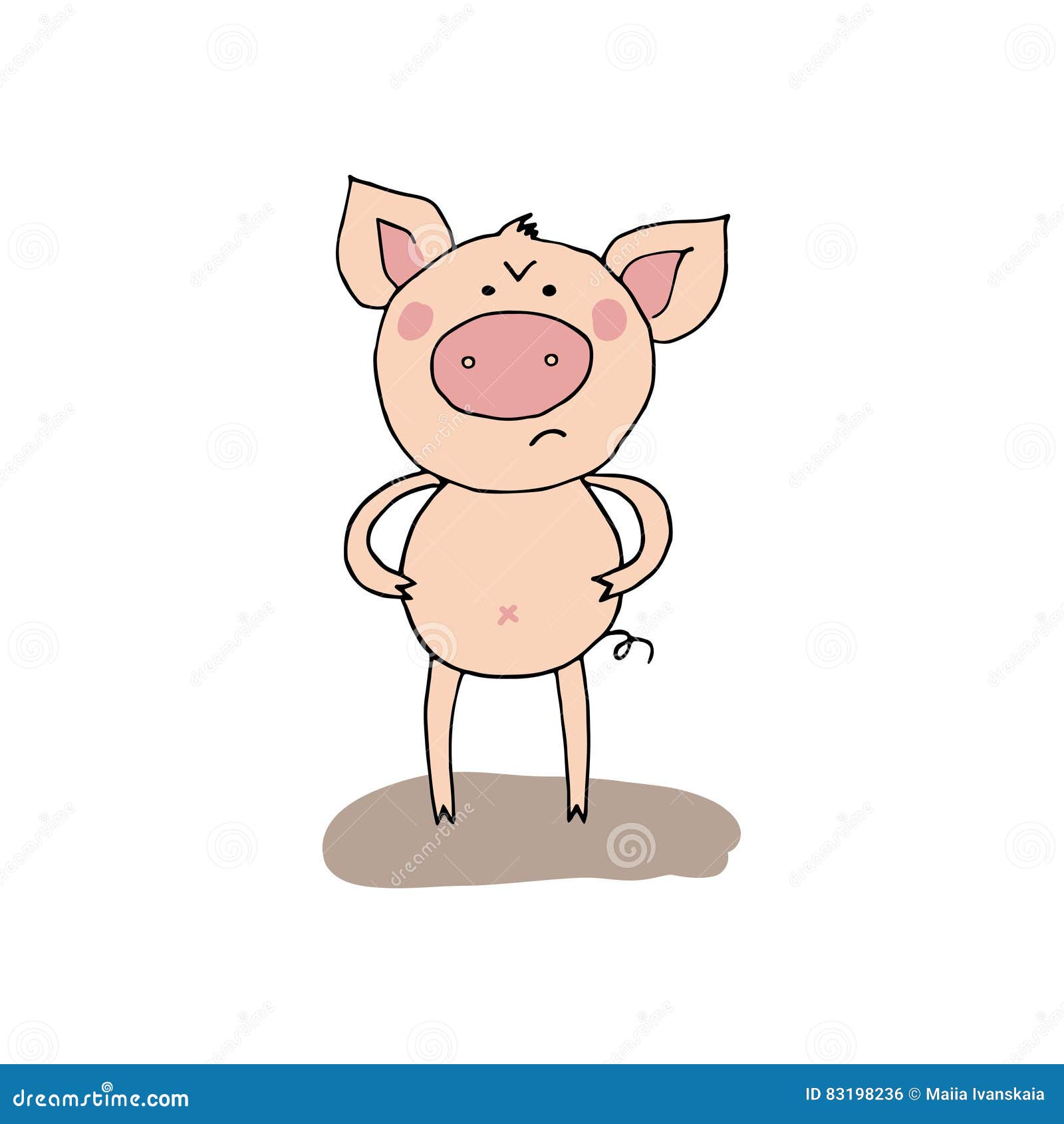 Cute Funny Angry Pig in Cartoon Style Stock Vector - Illustration of nice,  piggy: 83198236