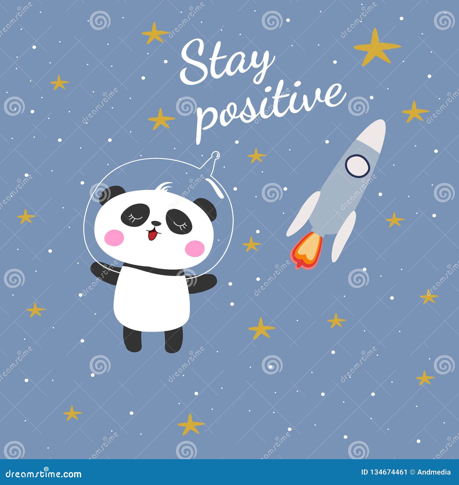 Cute Funny Bear Panda Astronaut in Space. Stay Positive Stock Vector -  Illustration of galaxy, blue: 134674461