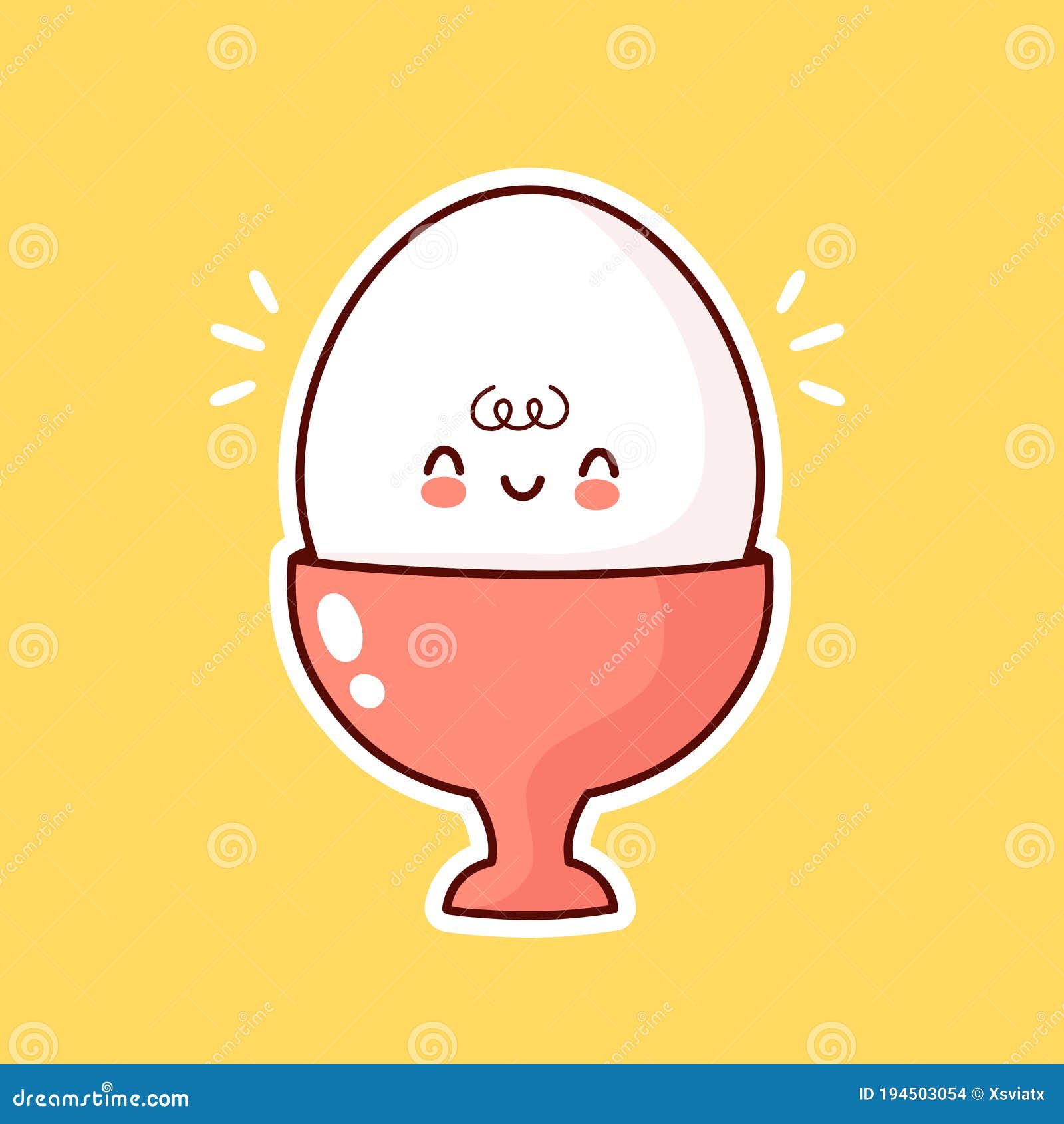 Cute Funny Boiled Egg in Cup. Vector Stock Vector Illustration of