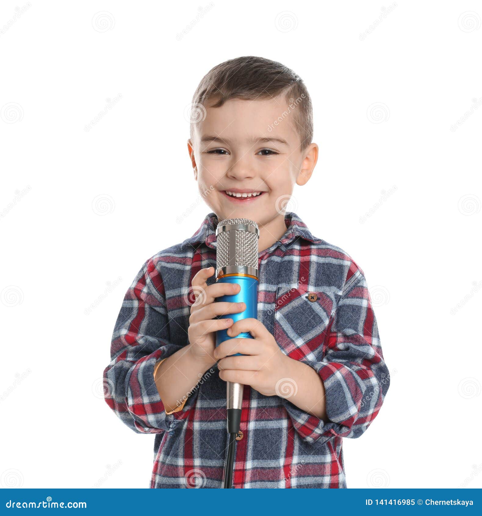 Cute Funny Boy with Microphone Stock Image Image of primary, little