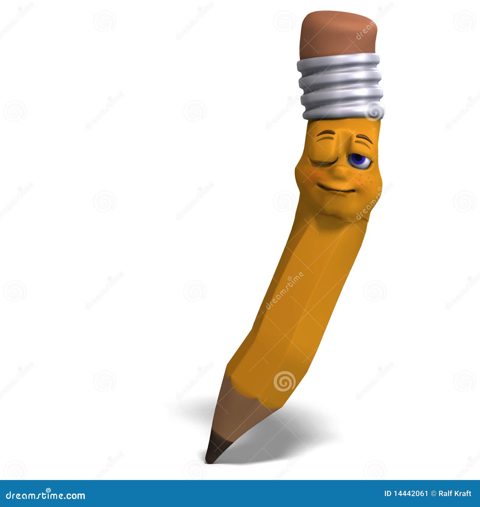 Cute and Funny Cartoon Pen with a Lovely Face. 3D Stock Illustration -  Illustration of plushy, pencil: 14442061