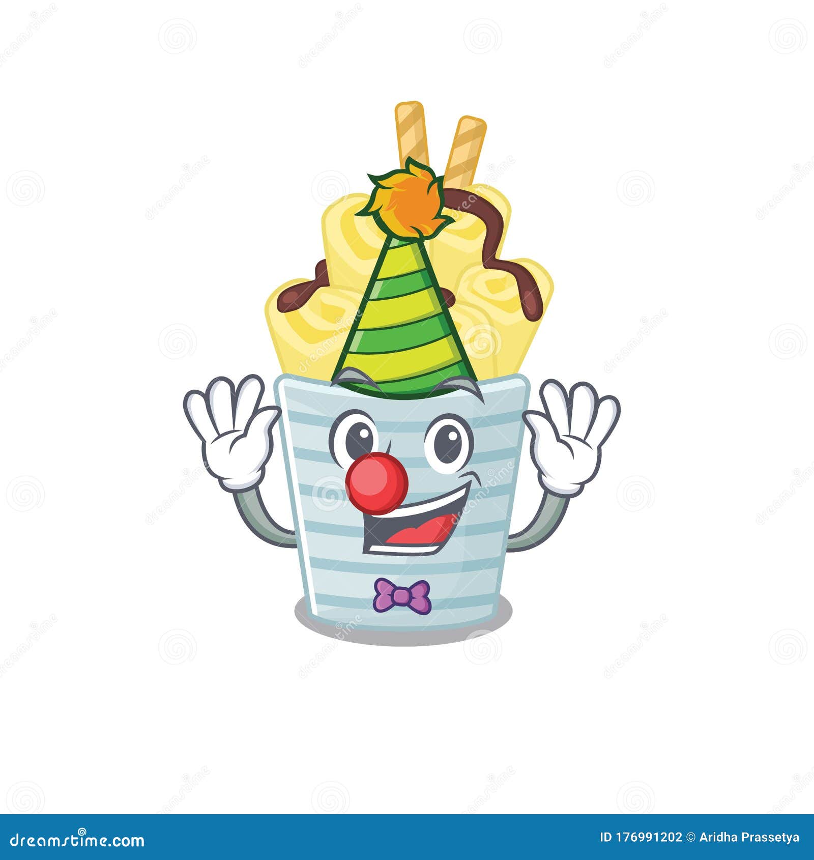 Cute And Funny Clown Ice Cream  Banana  Rolls Cartoon  