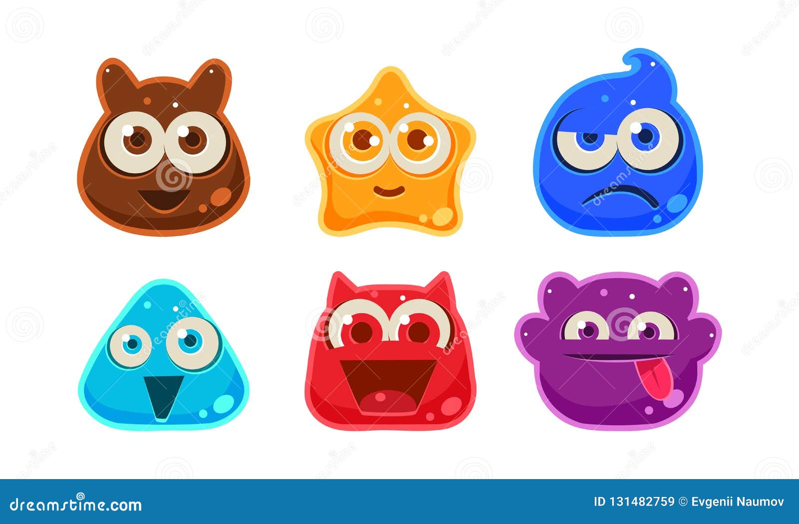 Cute Funny Colorful Jelly Monsters Set, User Interface Assets for Mobile  Apps or Video Games Vector Illustration on a Stock Vector - Illustration of  comic, cheerful: 131482759