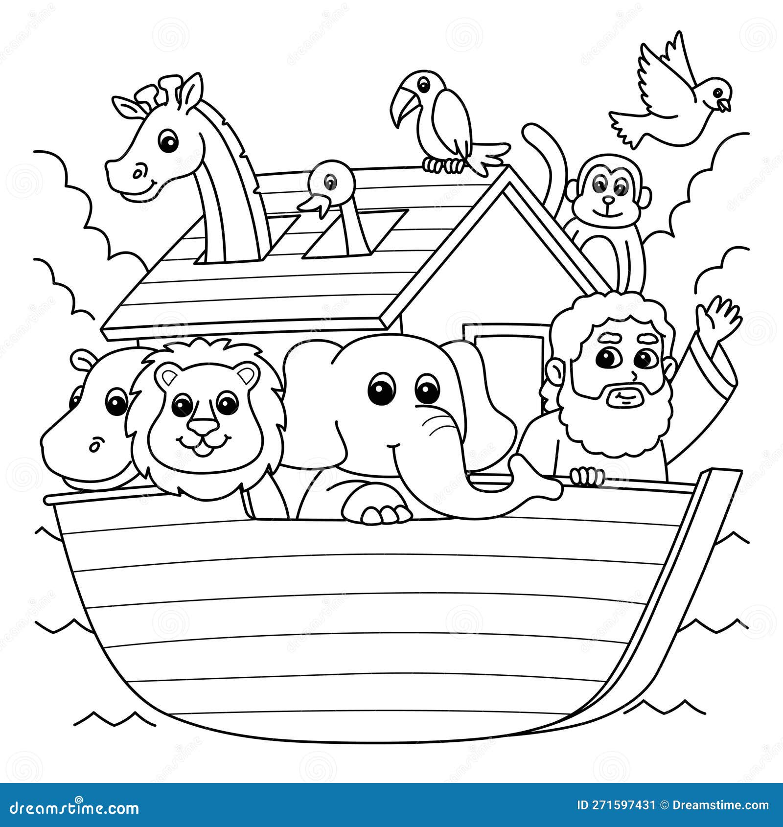 Noahs Ark Coloring Page for Kids Stock Vector - Illustration of vector ...