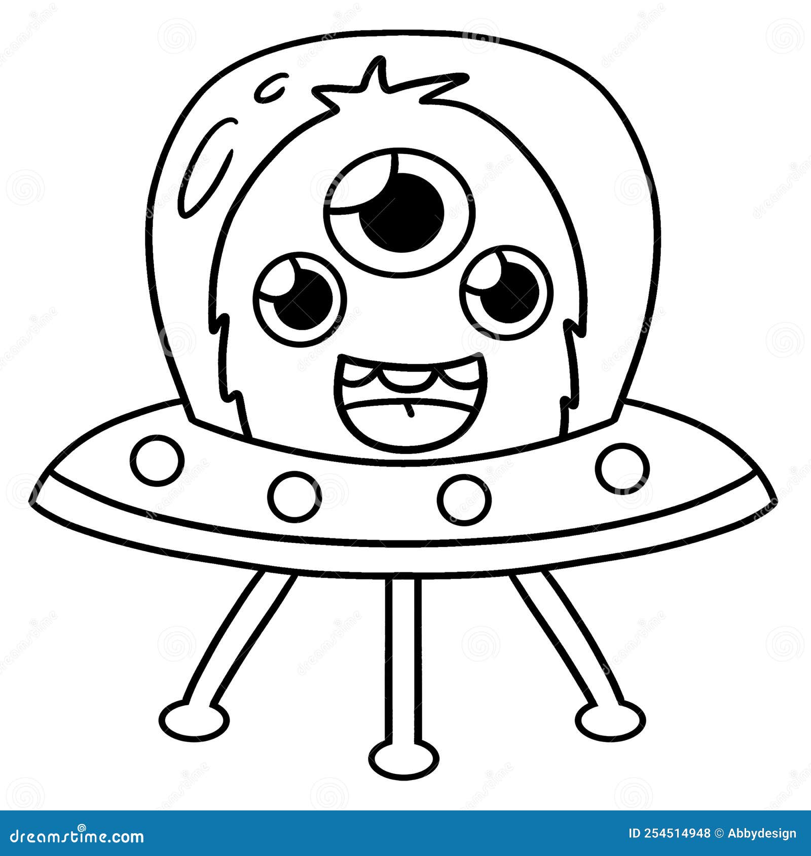UFO Alien Space Isolated Coloring Page for Kids Stock Vector