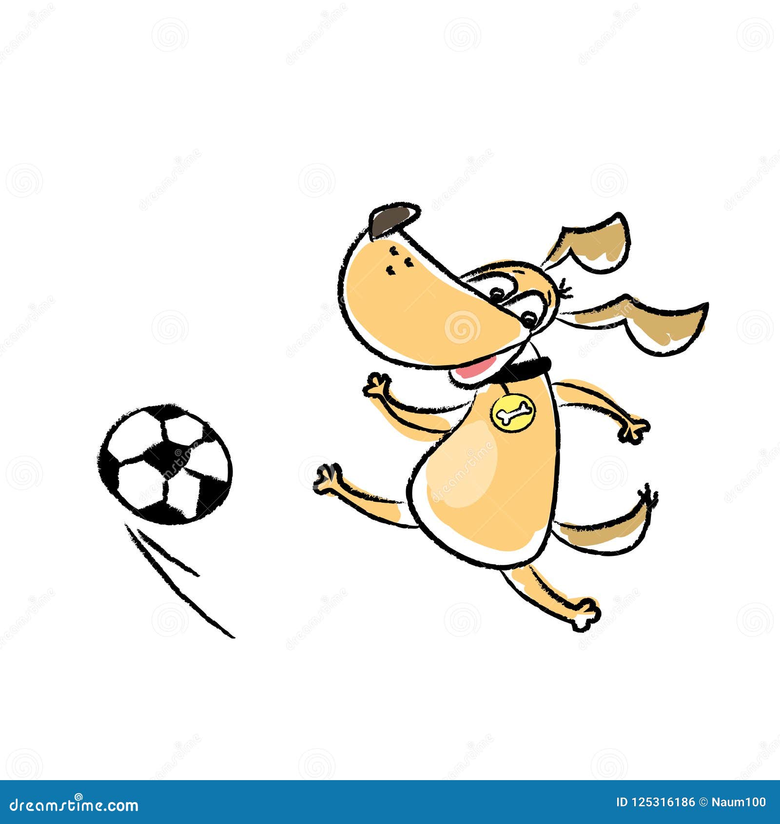 Cute Funny Dog is Playing Football, Stock Vector - Illustration of cartoon,  graphic: 125316186