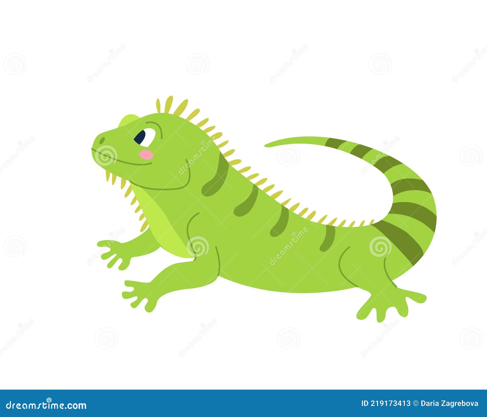 cute funny iguana on a white background.  image in cartoon flat style. decor for children's posters, postcards