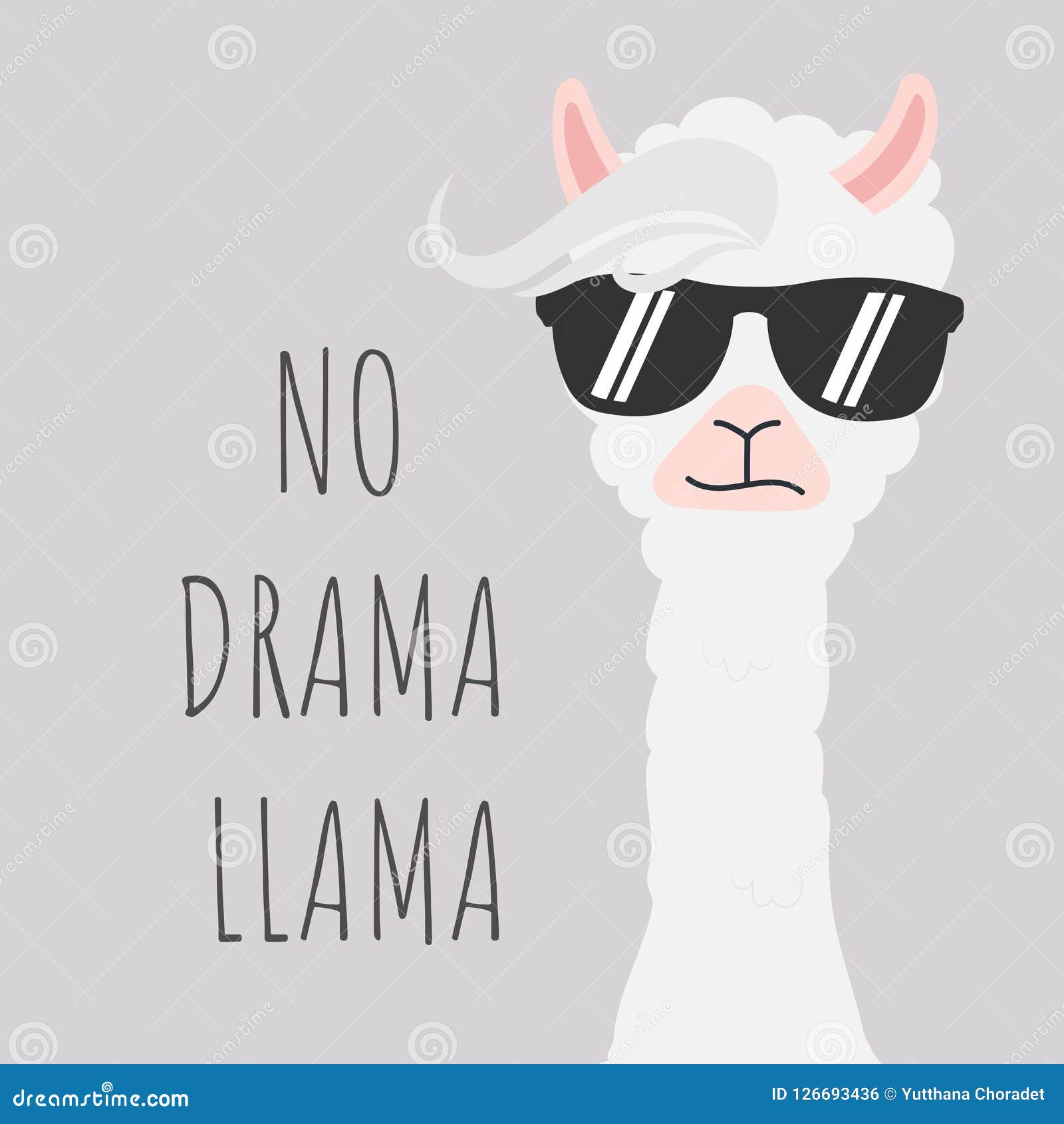 Cute Llama Design with No Drama Motivational Quote. Stock Vector -  Illustration of mammal, design: 126693436