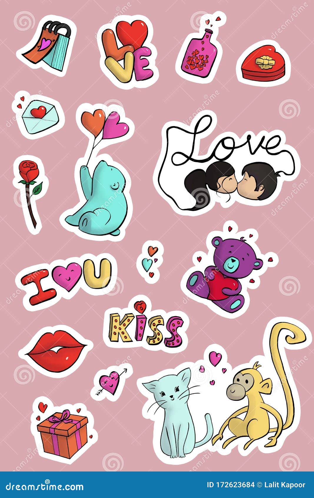 Cute & Funny Love Stickers Stock Illustration - Illustration of ...