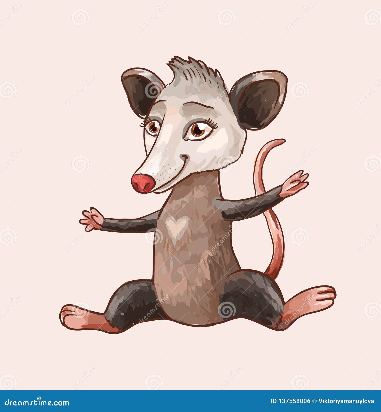 Cartoon Possum.Vector Illustration Of Possum. Drawing Animal For