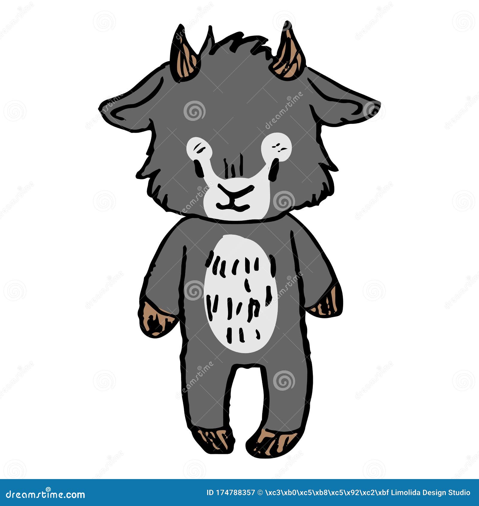 Download Cute Funny Smiling Goat In Naive Style Vector Clipart ...