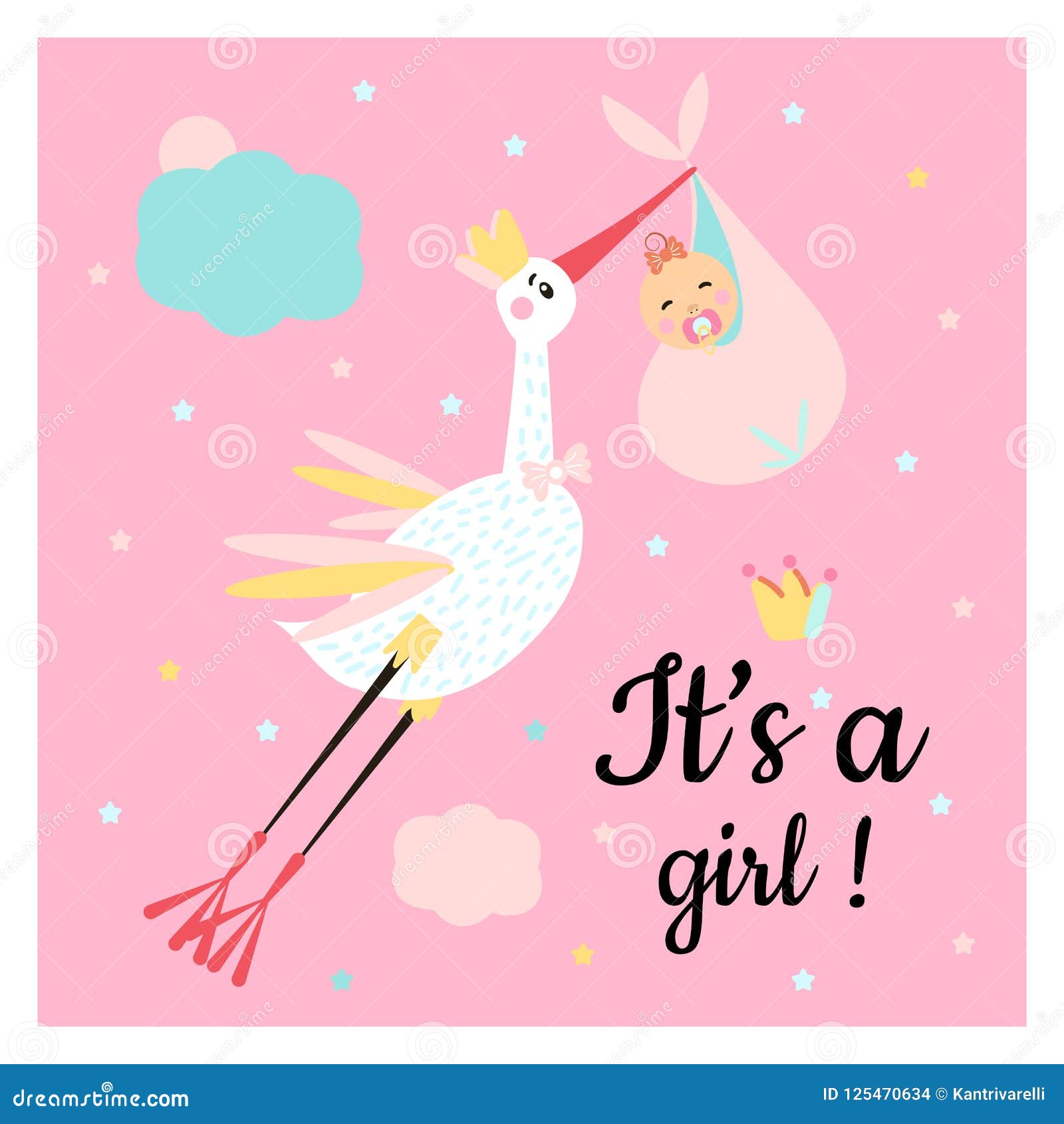 Cute Funny Stork and Girl with Different Childish Elements. Stock Vector - Illustration of childhood, congratulate: 125470634 Cute Funny Stork and Girl with Different Childish Elements. Stock Vector - Illustration of childhood, congratulate: 125470634