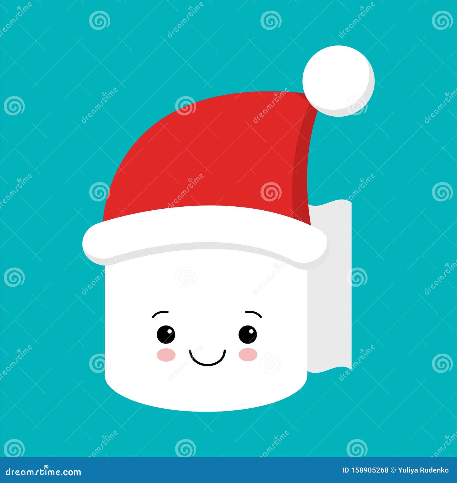 Cute and Funny Toilet Paper in Santa Hat Isolated on Blue Background.  Cartoon Character Stock Illustration - Illustration of perforated, gift:  158905268