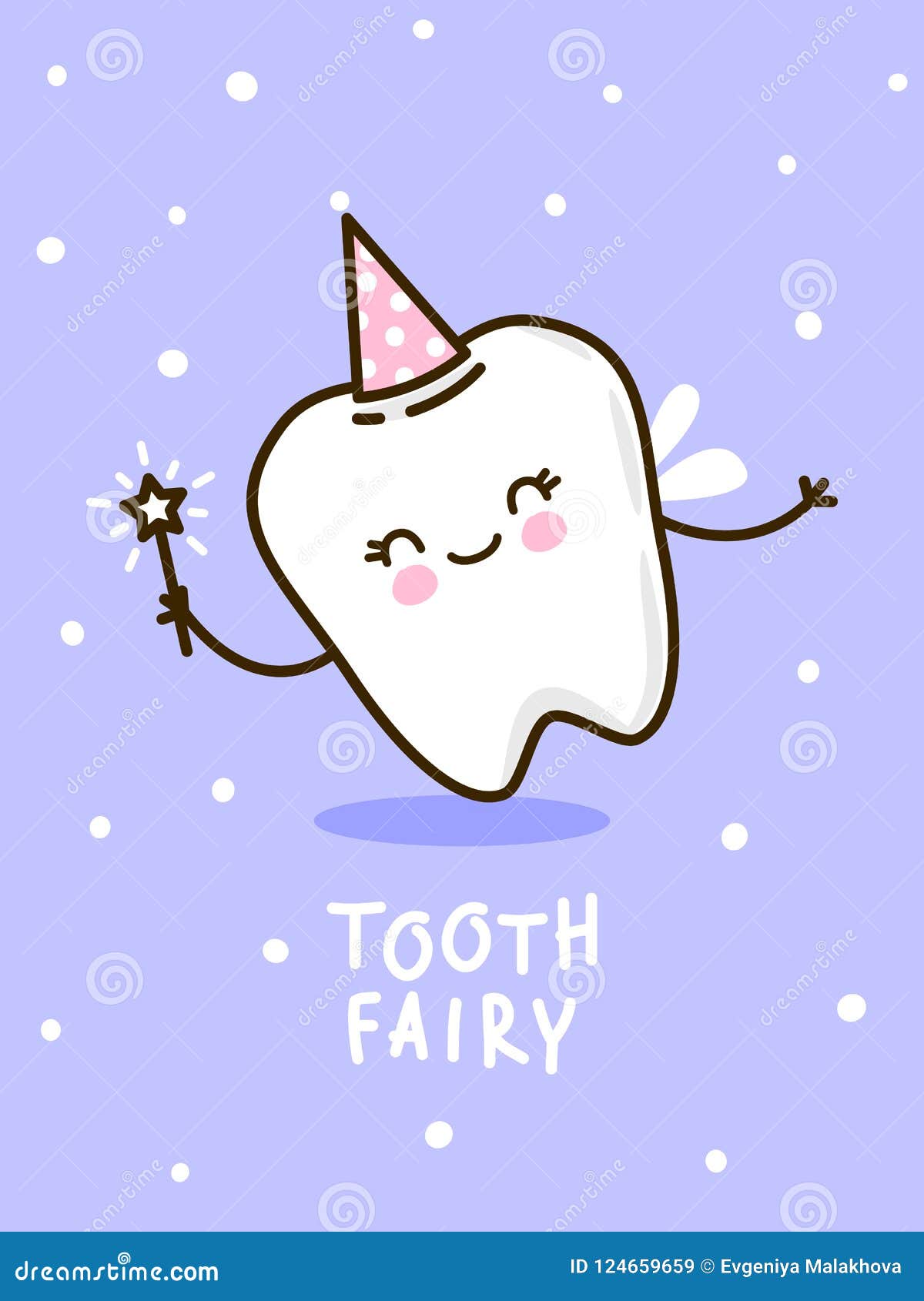 Cute funny tooth fairy stock vector. Illustration of cartoon - 124659659