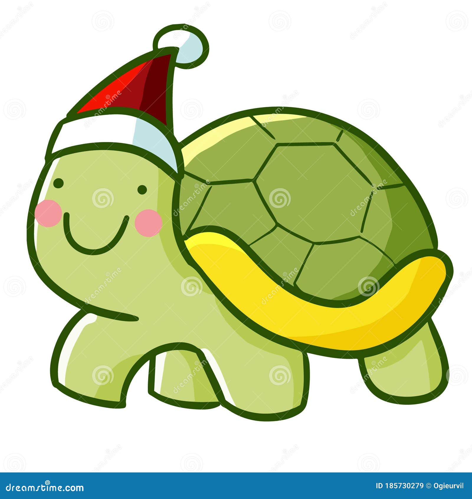 Cute and Funny Turtle Wearing Santa`s Hat Stock Vector - Illustration ...