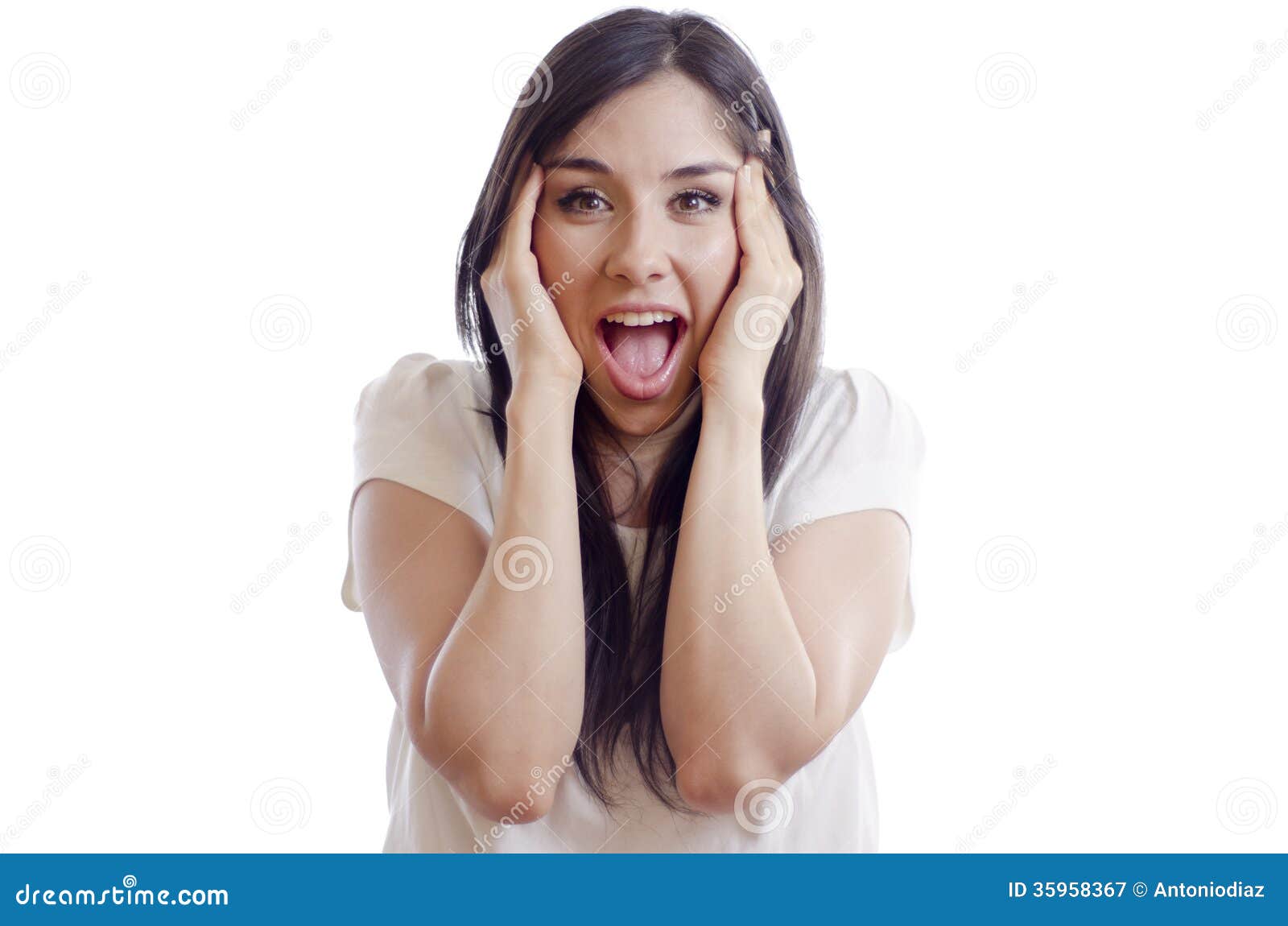 Cute girl acting surprised stock image. Image of white - 35958367