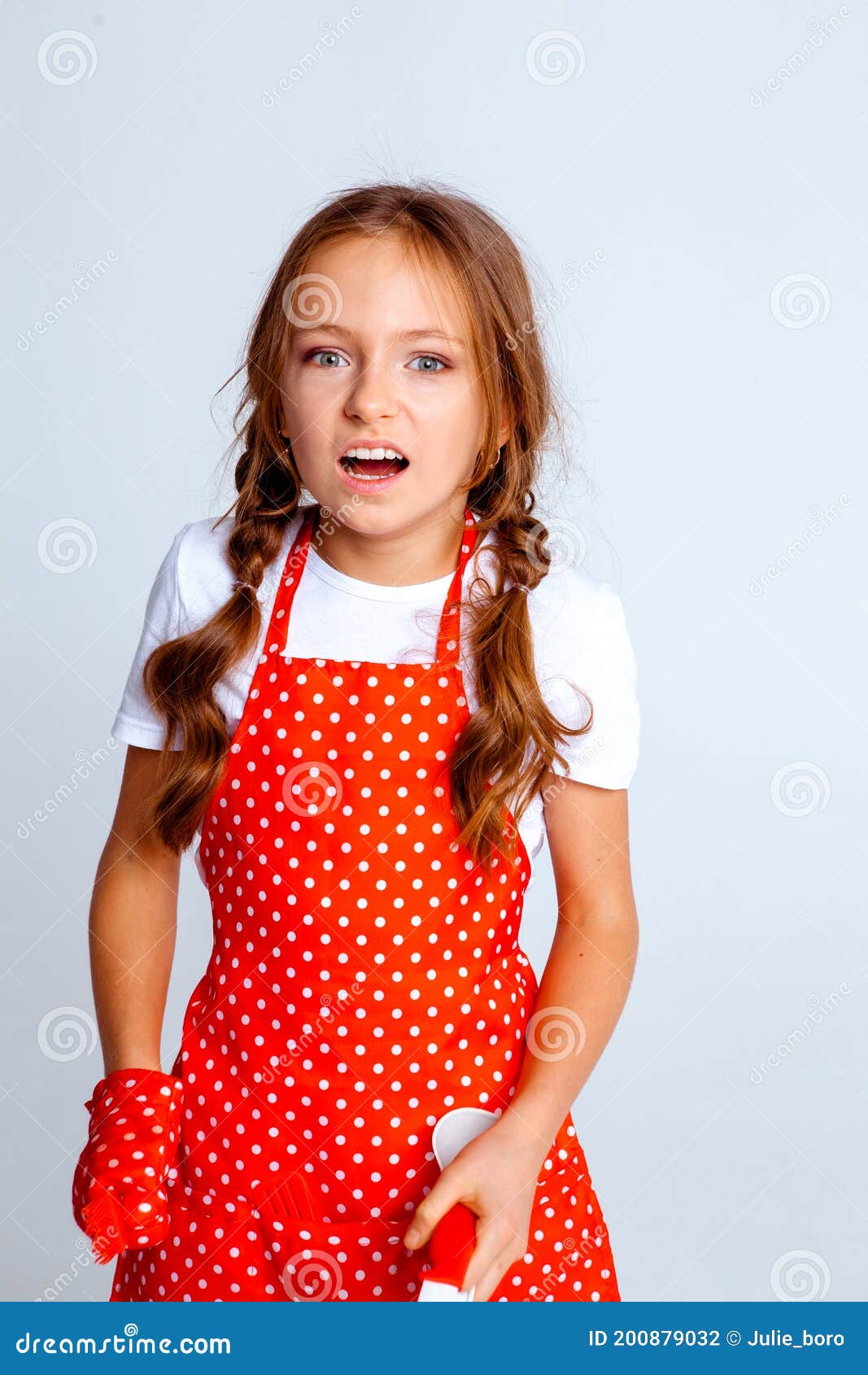 Cute Girl in Apron for Cooking Stock Photo Image of cute, european