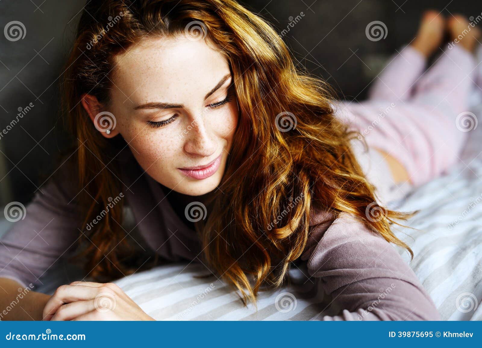 Cute Girl On A Bed Stock Image Image Of Girl Lifestyles 39875695