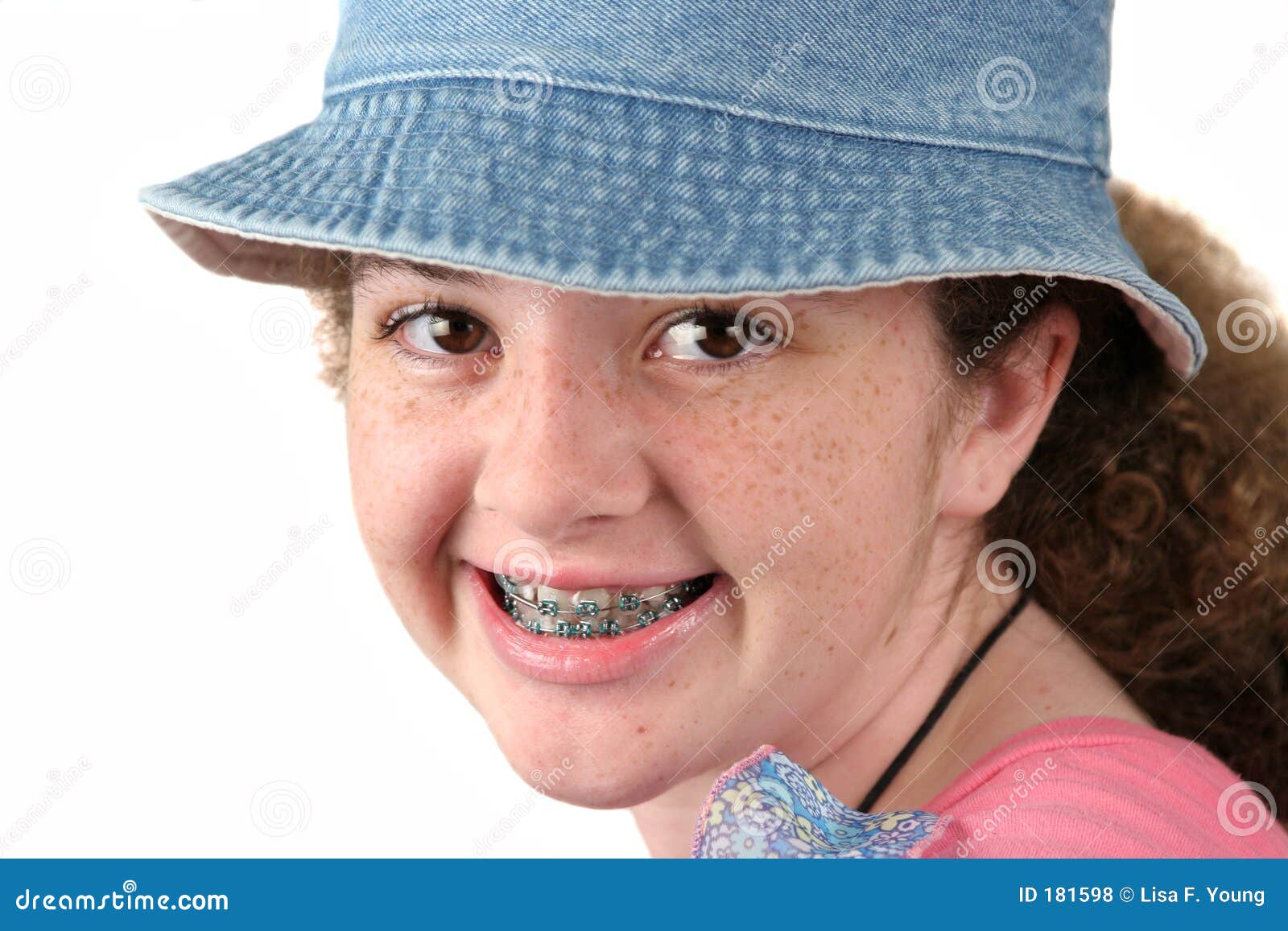 Cute Girl With Braces stock photo. Image of curly, eyes 181598
