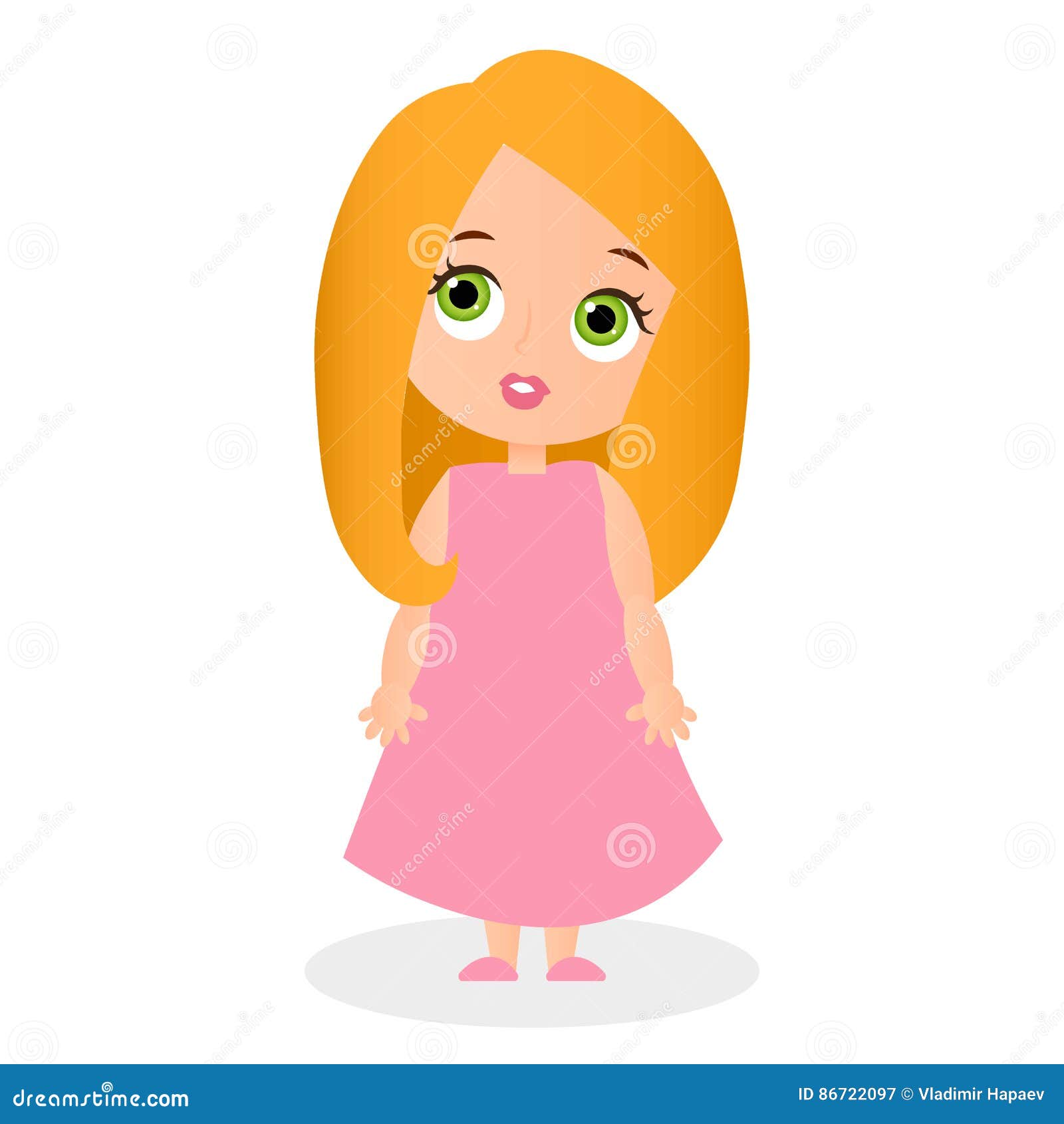 Cute Girl Cartoon Character. Vector Illustration Eps 10 Isolated on White  Background. Flat Cartoon Style. Stock Illustration - Illustration of  banner, pink: 86722097