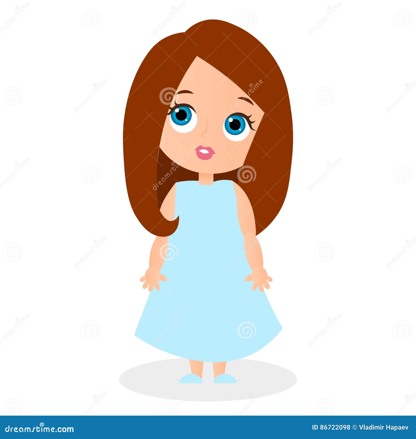 Cute Girl Cartoon Character. Vector Illustration Eps 10 Isolated on White  Background. Flat Cartoon Style. Stock Illustration - Illustration of  design, icon: 86722098
