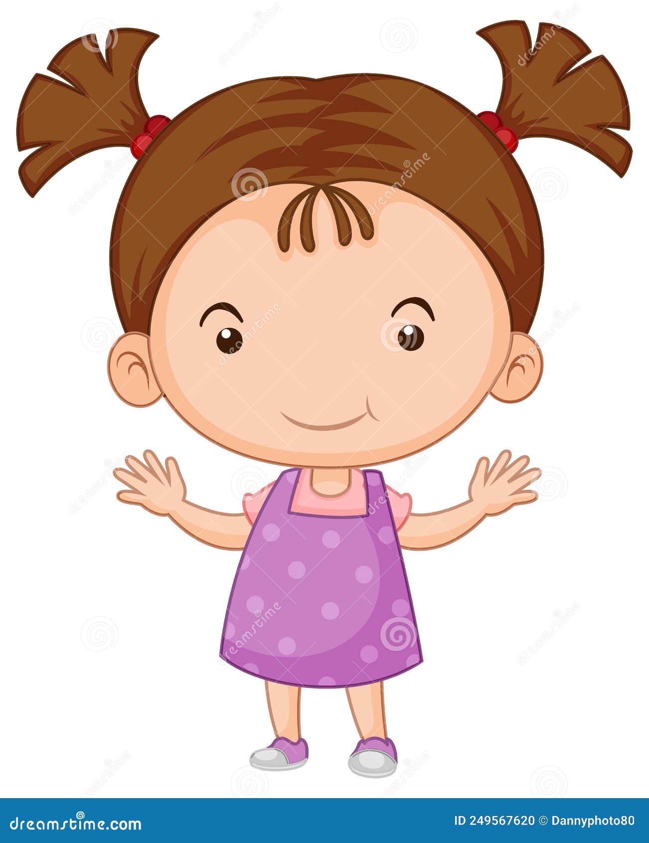 Cute Girl Cartoon Character on White Background Stock Vector ...
