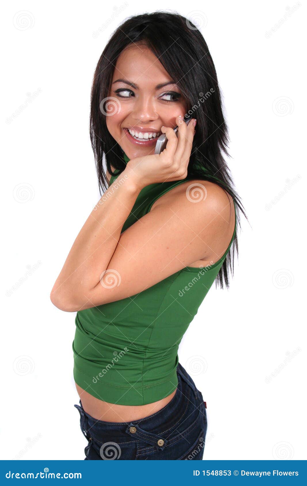 Cute Girl With Cell Phone Stock Photos - Image: 1548853