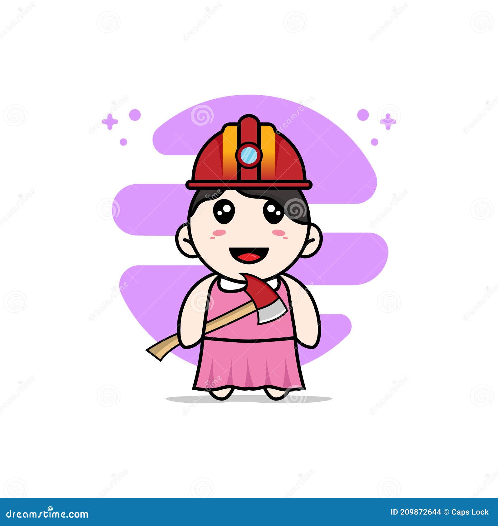 Cute Girl Character Wearing Miners Costume Stock Vector - Illustration ...