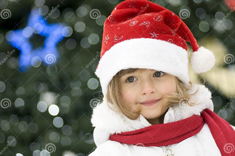 Cute girl at Christmas stock photo. Image of santa, smile - 7572864