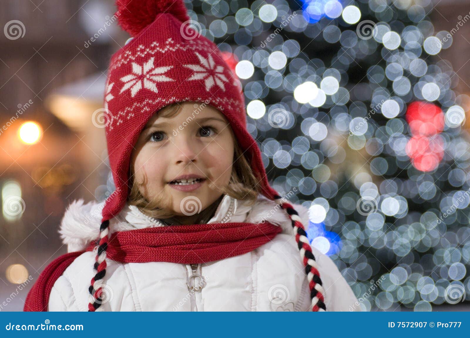 Cute girl at Christmas stock image. Image of caucasian - 7572907