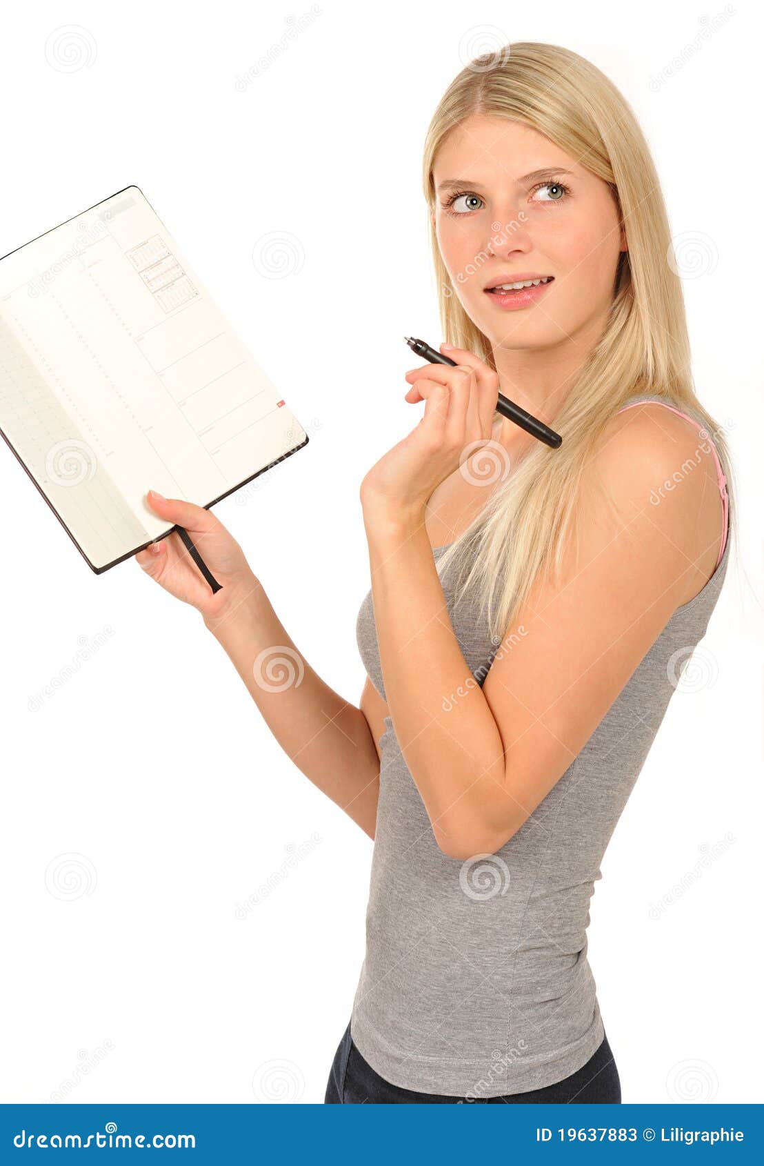 Cute girl with a diary stock image. Image of look, beauty 19637883