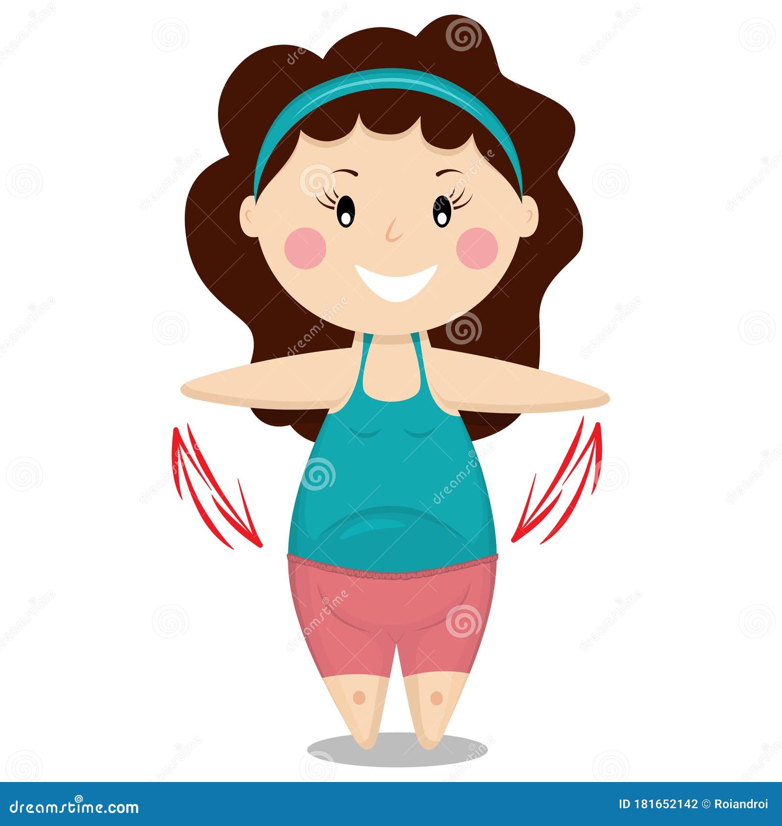 Workout Girl. Fitness Exercise. Cartoon Vector Illustration Stock