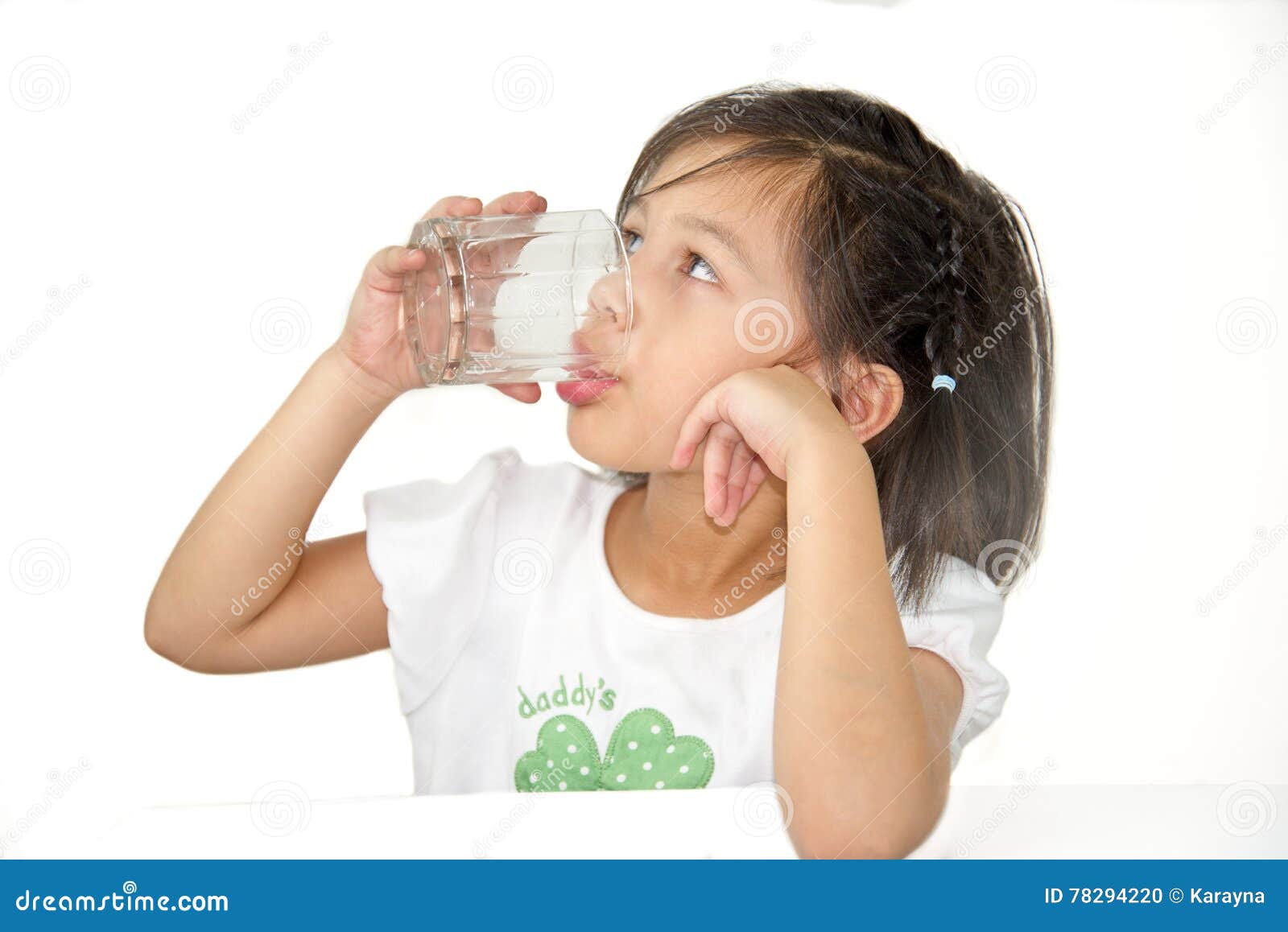 Cute Girl Drinking Water on White Background Stock Photo - Image of human,  lady: 78294220
