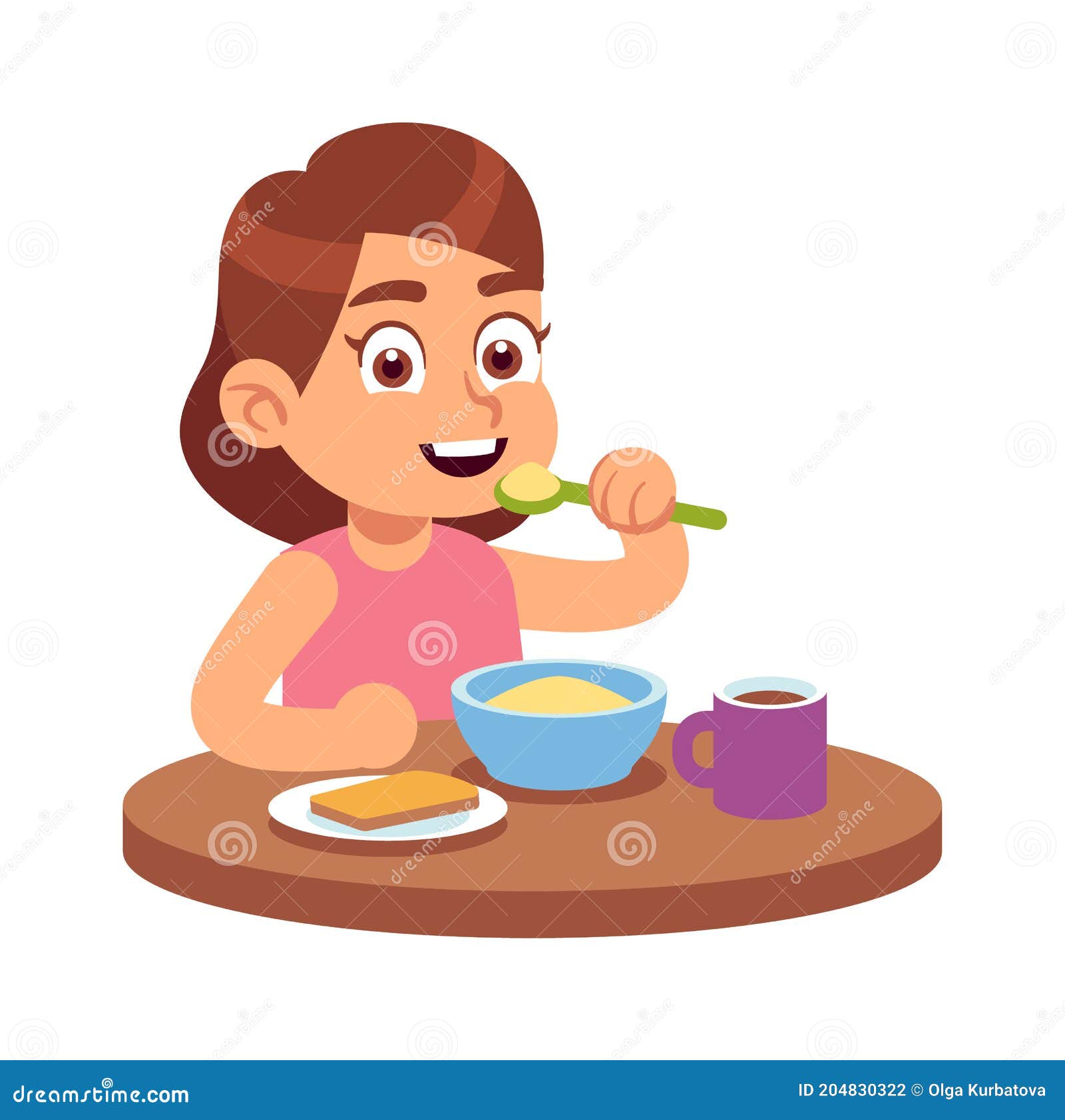 Cartoon Little Girl Eating Breakfast Stock Illustrations – 626 Cartoon  Little Girl Eating Breakfast Stock Illustrations, Vectors & Clipart -  Dreamstime