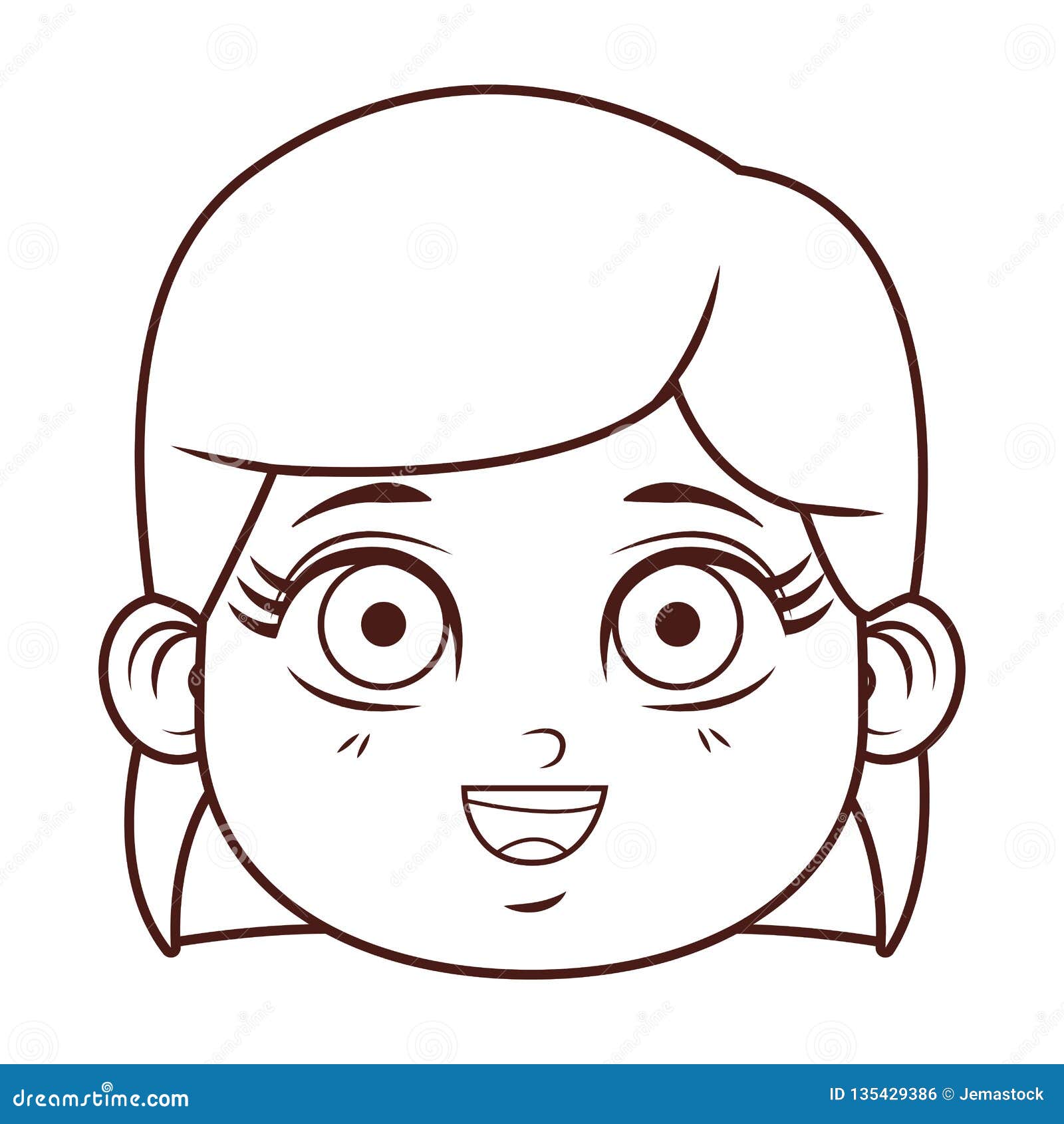 Cute girl face cartoon stock vector. Illustration of model - 135429386