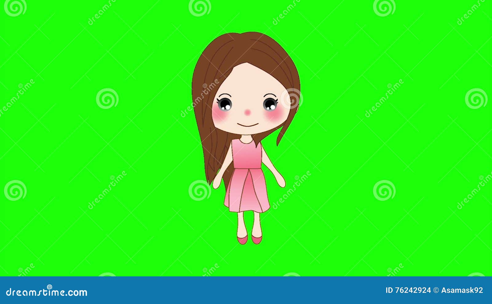 Cute Girl on a Green Background. Lady Jumping, Animated Woman Stock Footage  - Video of comic, fashion: 76242924