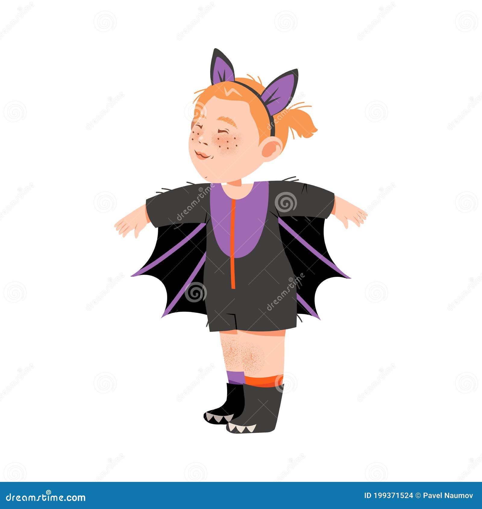 Cute Girl in Halloween Costume, Little Child Dressed As Bat, Happy ...